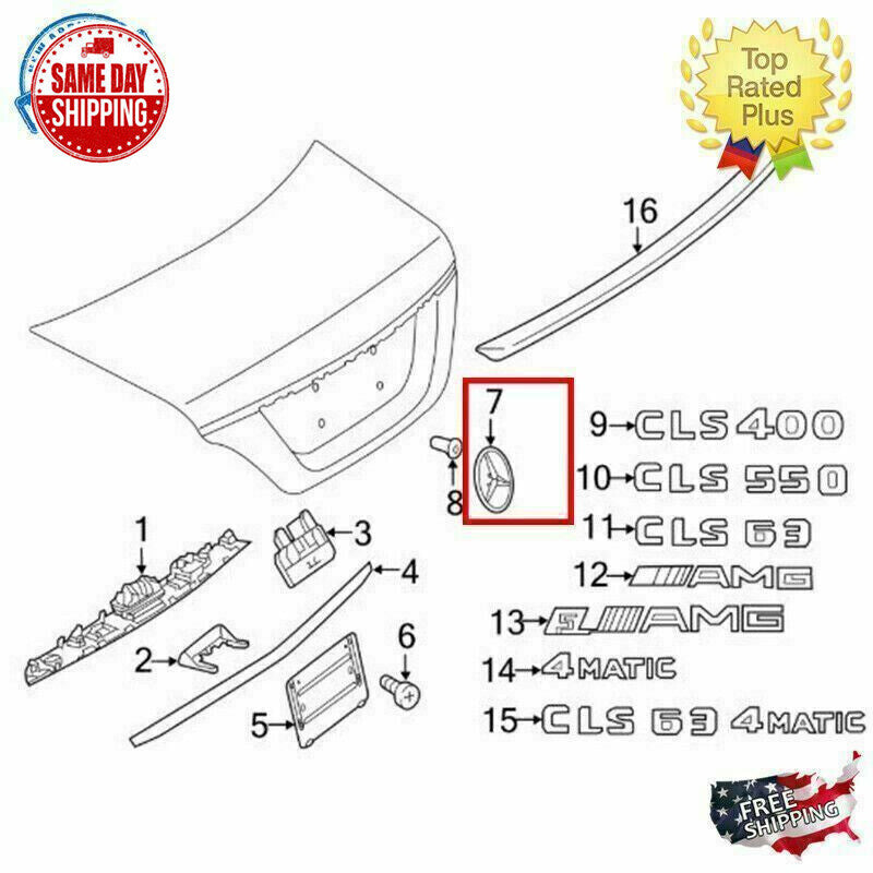 Gloss Black For Mercedes Benz CLS W218 Rear Boot Trunk Star Badge A2188170016