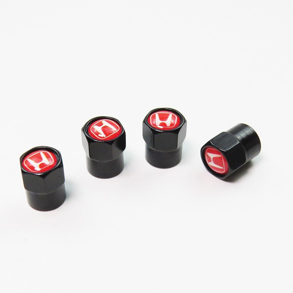 Honda Compatible with Red 4Pcs Tire Valve Stem Caps Anodized Aluminum - Black