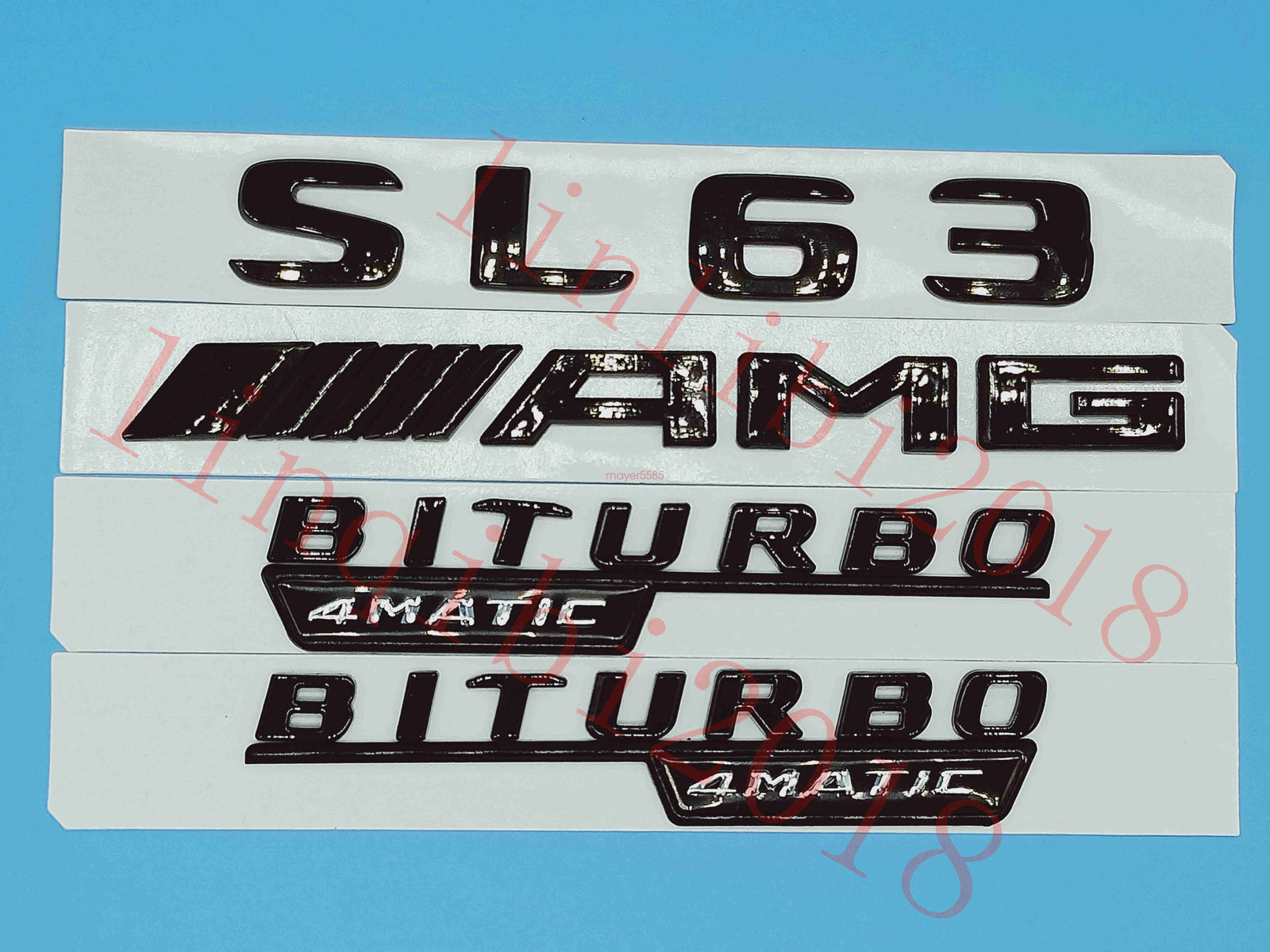 Gloss Black Flat " SL63 AMG BITURBO " Trunk Embl Badge Sticker for Mercedes Benz