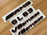 Black RED GL63 AMG V8 BITURBO Emblem Badge Sticker Set For Mercedes