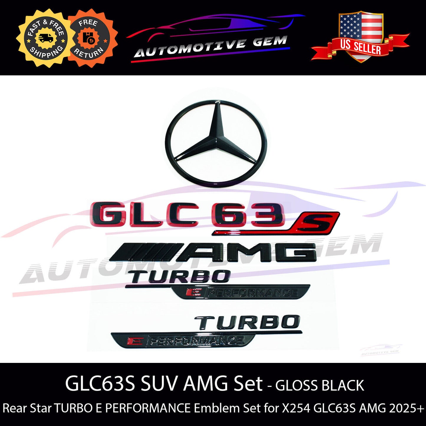 GLC63S SUV AMG TURBO E PERFORMANCE Star Emblem BLACK Combo Mercedes X254 2025+