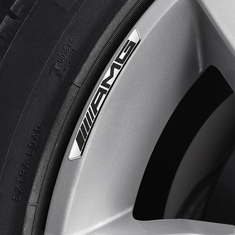 4Pcs Mercedes Benz AMG Aluminium Car Emblem Wheel Hub Rim Badge Stickers Decal