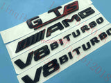 Gloss Black Trunk Fender Badges Emblems For Mercedes Benz AMG GT S V8 BITURBO