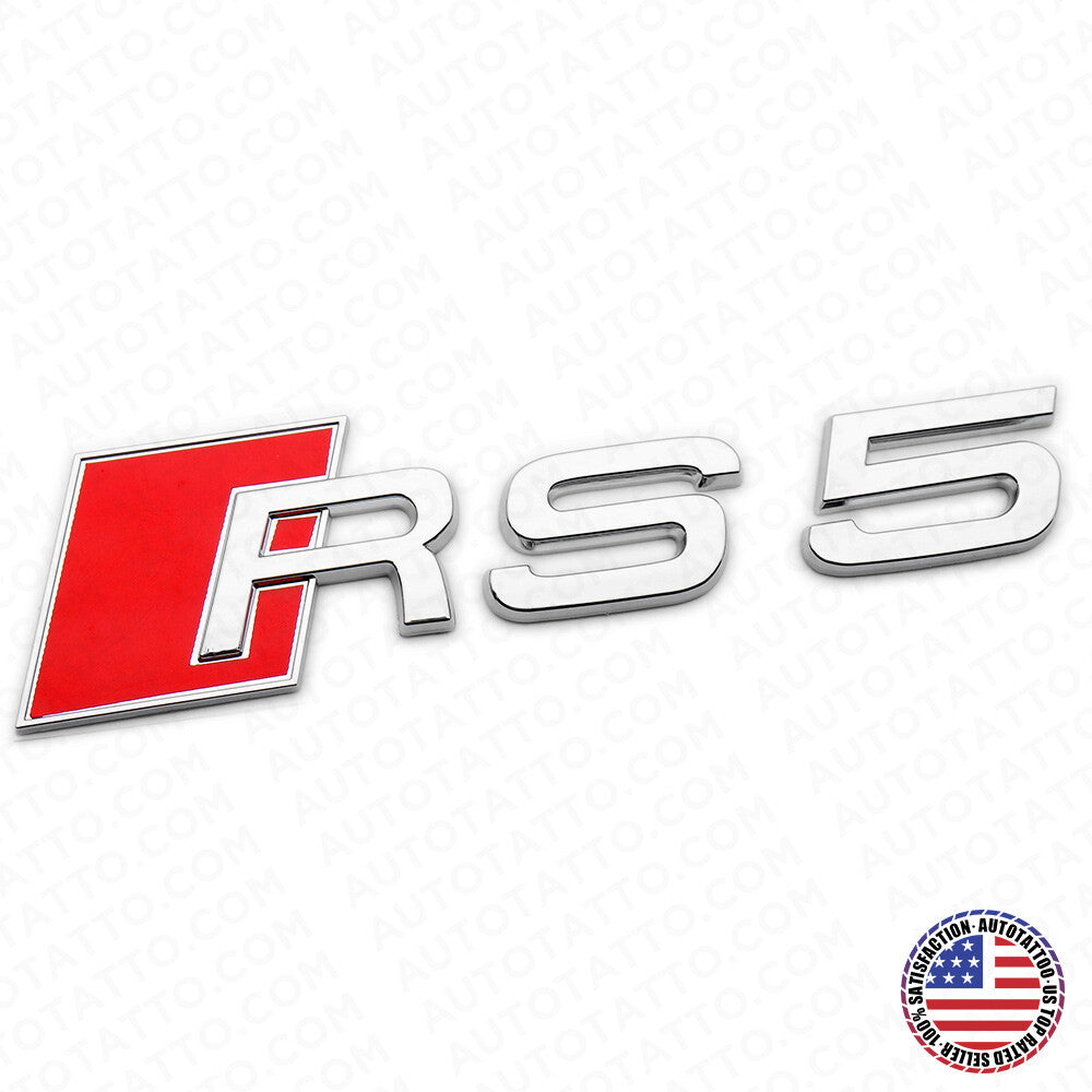 Audi RS 5 OEM Chrome Rear Letter Tail Nameplate Trunk Emblem Badge Sport Sline