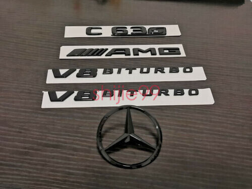 Gloss Black C63S AMG V8 BITURBO Star PACKAGE Trunk Emblem Badge Sticker C63 W205