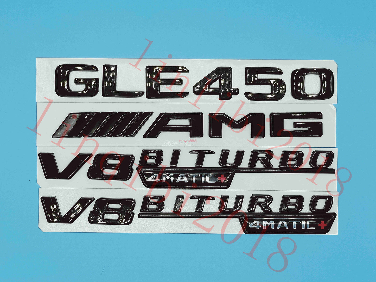 Gloss Black GLE450 AMG V8 BITURBO Trunk Embl Badge Sticker for Mercedes Benz