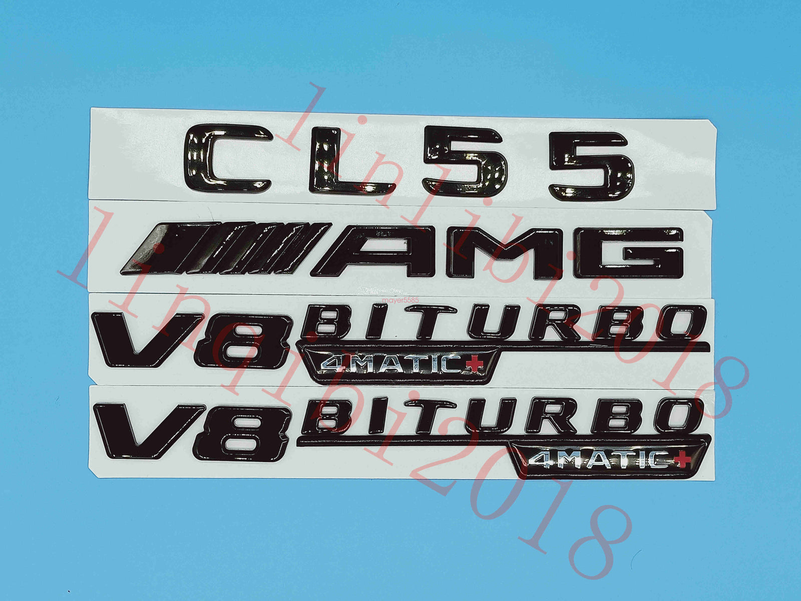 Gloss Black Flat CL55 AMG V8 BITURBO Trunk Embl Badge Sticker for Mercedes Benz