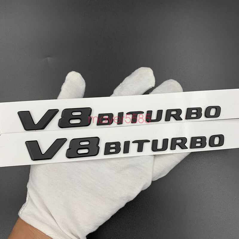 Glossy Black Mercedes Benz G63 AMG V8 BITURBO Emblem Badge Sticker Set For G63