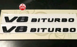 2Pcs Gloss Black V8 Biturbo AMG Side Decal Badge Sticker For AMG GT GTS GTC GTR
