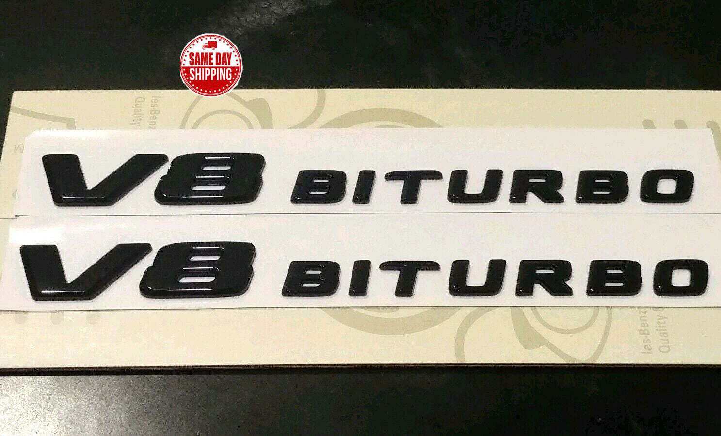 2Pcs Gloss Black V8 Biturbo AMG Side Decal Badge Sticker For AMG GT GTS GTC GTR