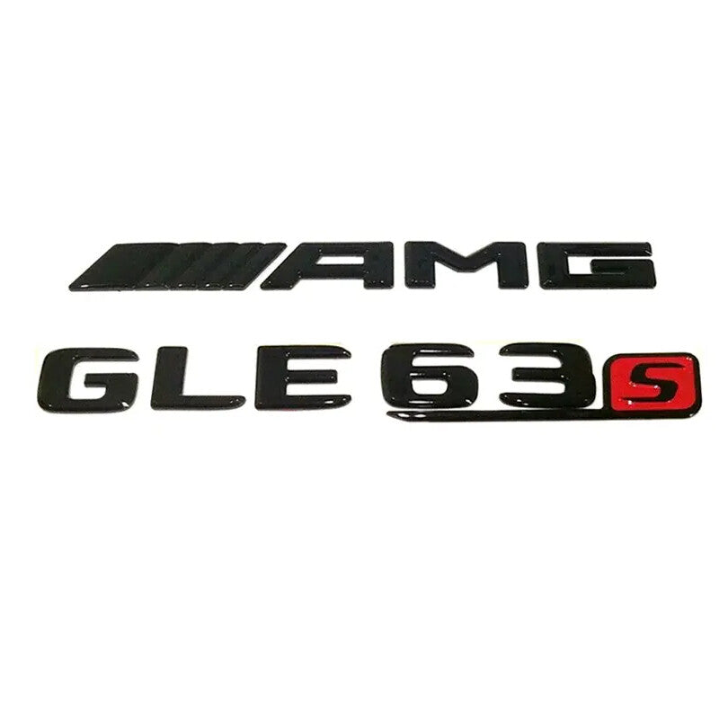 4x GLE63S AMG V8 BITURBO Gloss Black Red set Emblem Badge For MB W166 W177 C292
