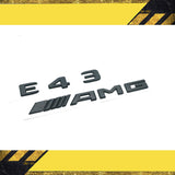 E-CLASS W212 W213 MATTE BLACK SET E43 + AMG REAAR TRUNK BADGES EMBLEMS STICKER