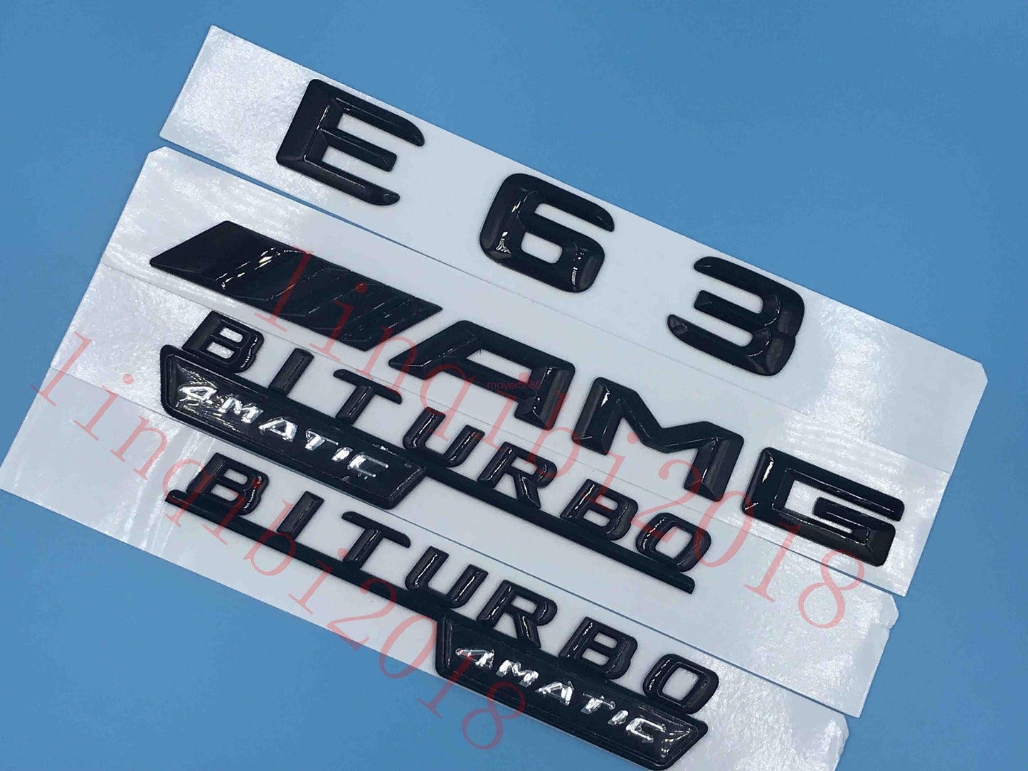 Gloss Black 3D "E63 AMG BITURBO 4 MATIC" Number Emblem Sticker for Mercedes-Benz