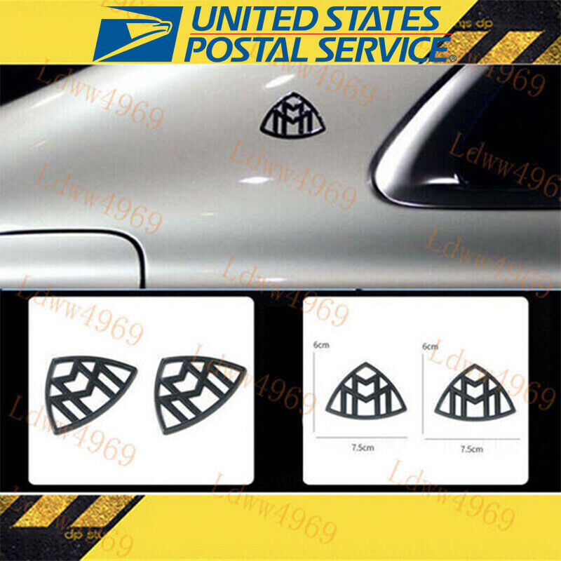 2pcs Gloss Black Car Body Side Fender Emblem Sticker Badge Deco Mercedes Maybach