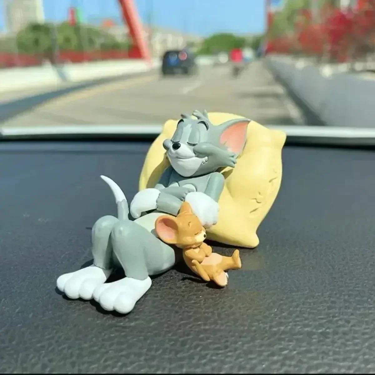 Tom Jerry Cartoon Car Ornament Cute Handmade Doll Interior Accessories