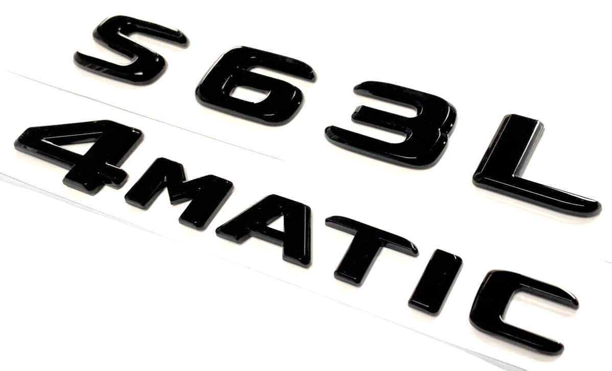 GlOSS BLACK S63L+4MATIC FOR MERCEDES S63 REAR TRUNK EMBLEM BADGE NAMEPLATE DECAL