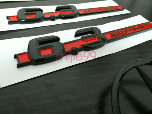 Gloss Black C63 AMG and Rear Star Side 6.3 AMG Emblem Badge For W204 507