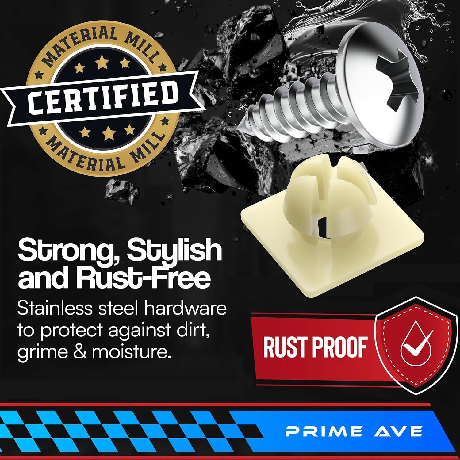 License Plate Screws with Nylon Inserts - Stainless Steel Rust Proof License...