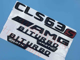 Gloss Black "CLS63s AMG BITURBO 4 MATIC" Number Emblem Sticker for Mercedes-Benz