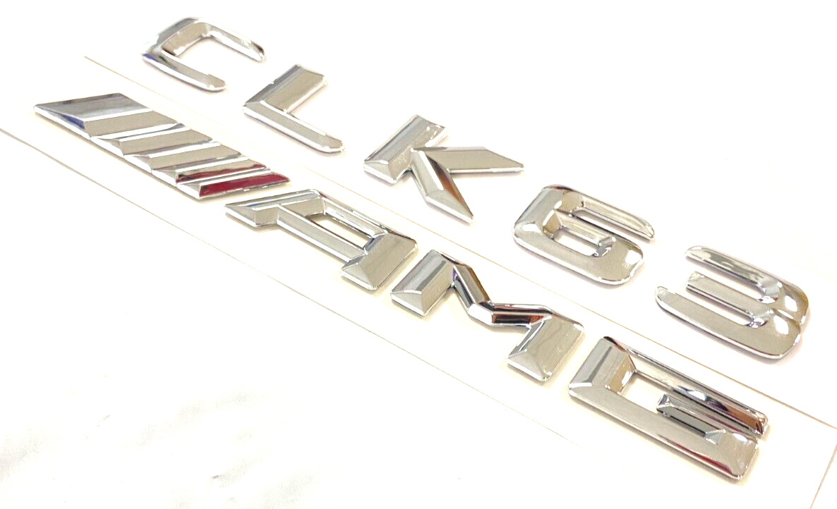 2X CHROME CLK63+AMG FOR MERCEDES CLK63 REAR TRUNK EMBLEM BADGE NAMEPLATE