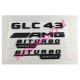 Black GLC43 AMG BITURBO 4MATIC Trunk Fender Badges Emblems for Mercedes ben