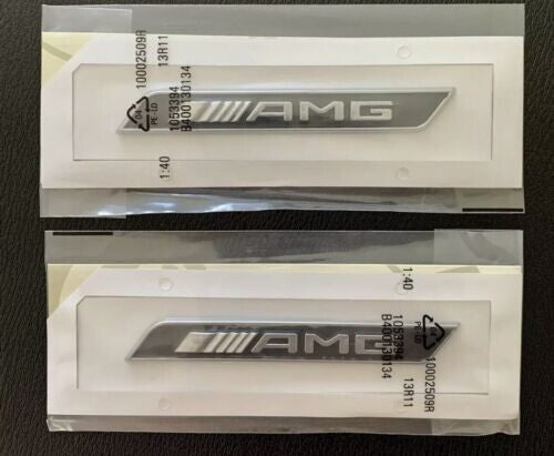 2 x AMG Chrome Side Decal Badge Sticker for Mercedes-Benz AMG Sport