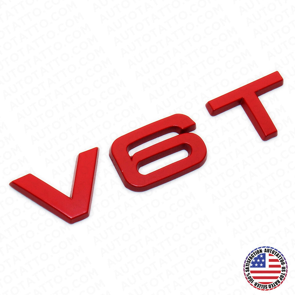 Audi Red V6T Side Fender Marker Letter Nameplate Emblem Badge Sport  Sline