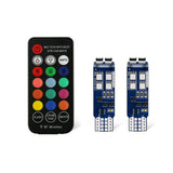 1 Set 168 194 T10 Car Parking Lights RGB LED Bulbs w/RF Remote Control Universal