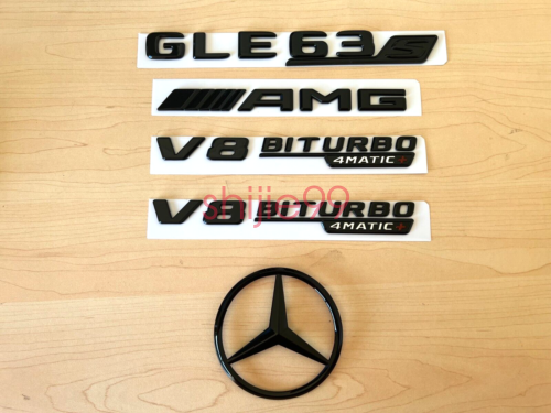 Gloss Black GLE63S AMG V8 BITURBO 4MATIC+ Star Trunk Emblem Badge V167 2019-2023