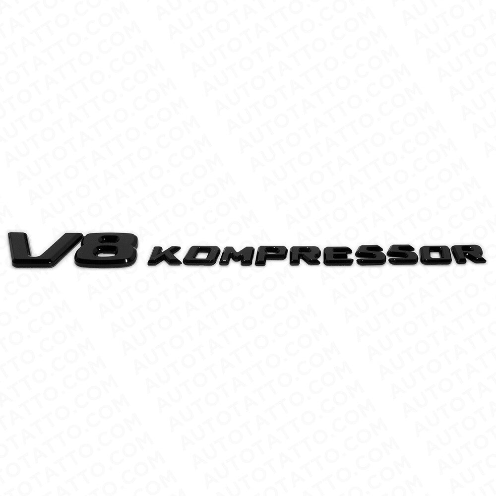 2x For Mercedes 03-11 Gloss Black V8 Kompressor Side Fender Marker Emblem Badge
