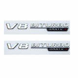 Chrome V8 BITURBO 4MATIC+ Fender Emblems Badges for Mercedes Benz AMG 4MATIC +
