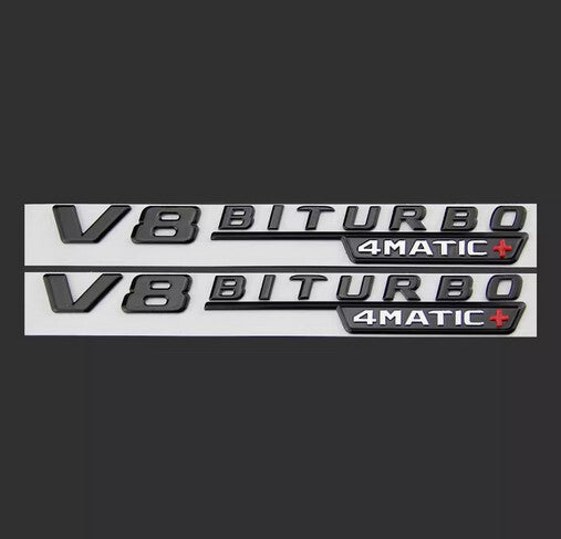 Black S63 AMG V8 BITURBO 4MATIC+ Trunk Fender Badges Emblems for Mercedes W222
