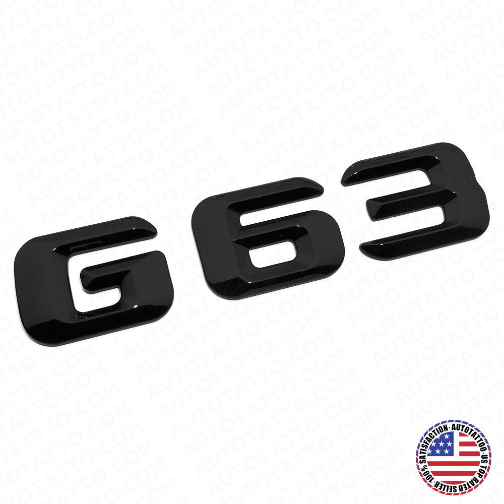 G63 AMG Letter Emblem Rear Door Body Logo Nameplate Badge Decorate Gloss Black