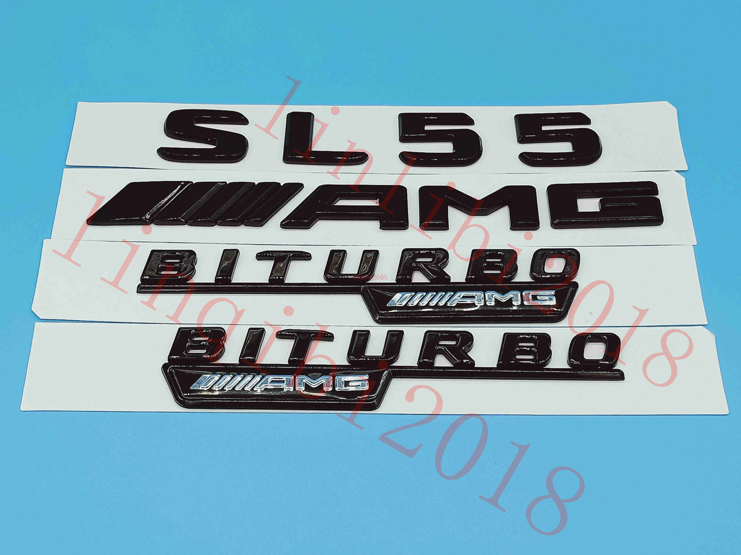 Gloss Black Flat " SL55 AMG BITURBO " Trunk Embl Badge Sticker for Mercedes Benz
