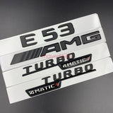 Matte black E53 AMG TURBO 4MATIC+ Trunk Emblem Badge Sticker For Mercedes Benz