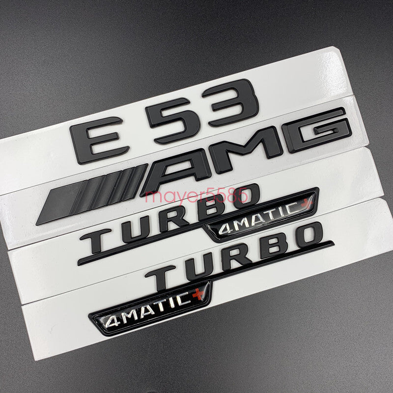 Matte black E53 AMG TURBO 4MATIC+ Trunk Emblem Badge Sticker For Mercedes Benz