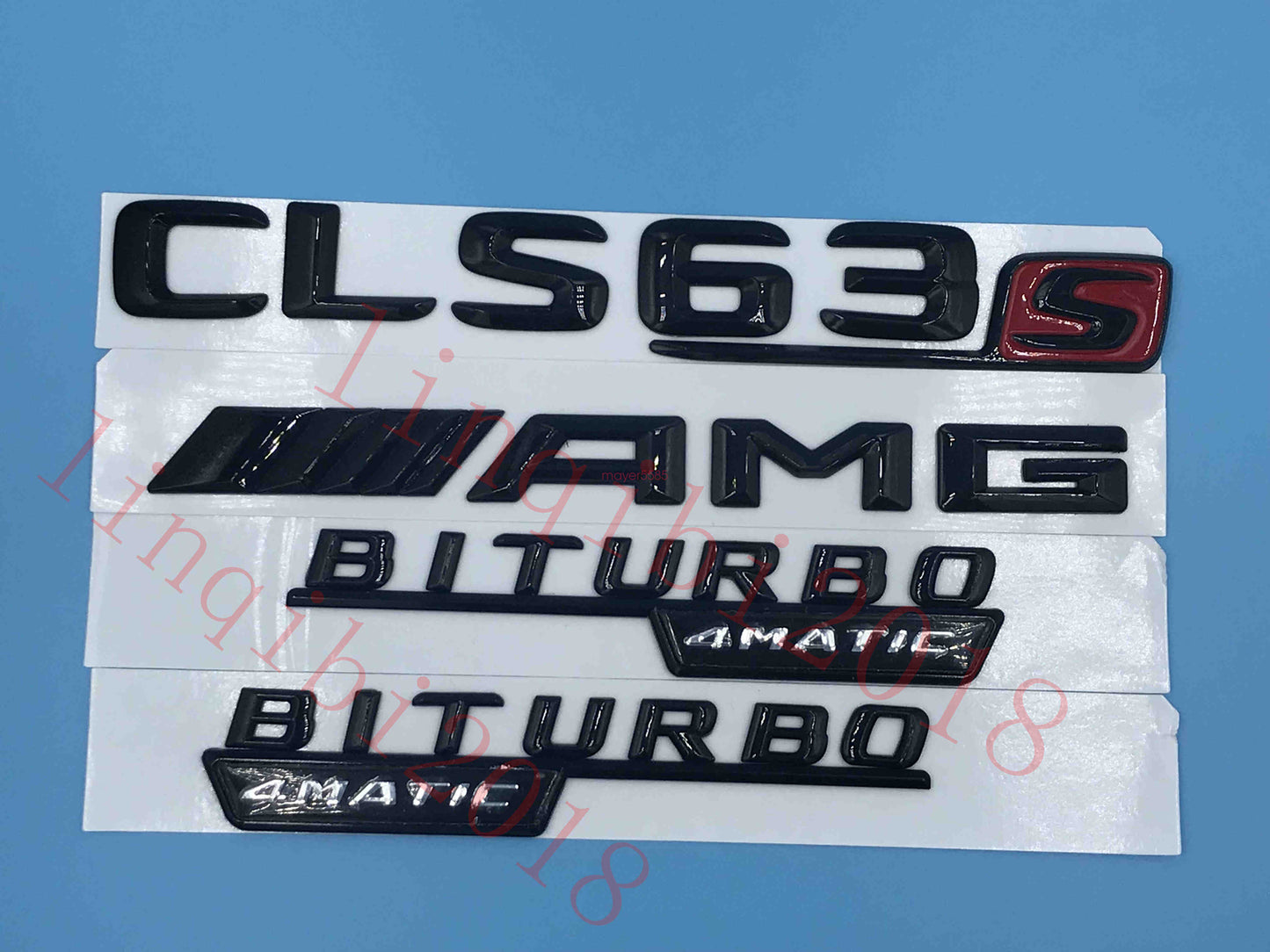 Gloss Black "CLS63s AMG BITURBO 4 MATIC" Number Emblem Sticker for Mercedes-Benz