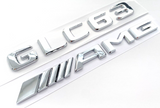 2X CHROME GLC63+AMG FOR MERCEDES GLC63 LIFTGATE REAR TRUNK NAME EMBLEM BADGE