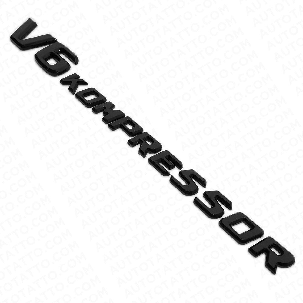 2x Mercedes 02-04 Gloss Black V6 Kompressor Side Fender Logo Marker Emblem Badge