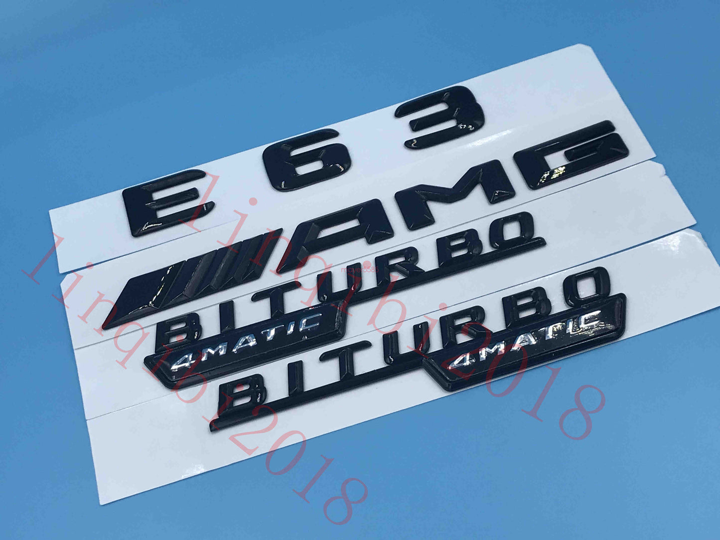 Gloss Black 3D "E63 AMG BITURBO 4 MATIC" Number Emblem Sticker for Mercedes-Benz