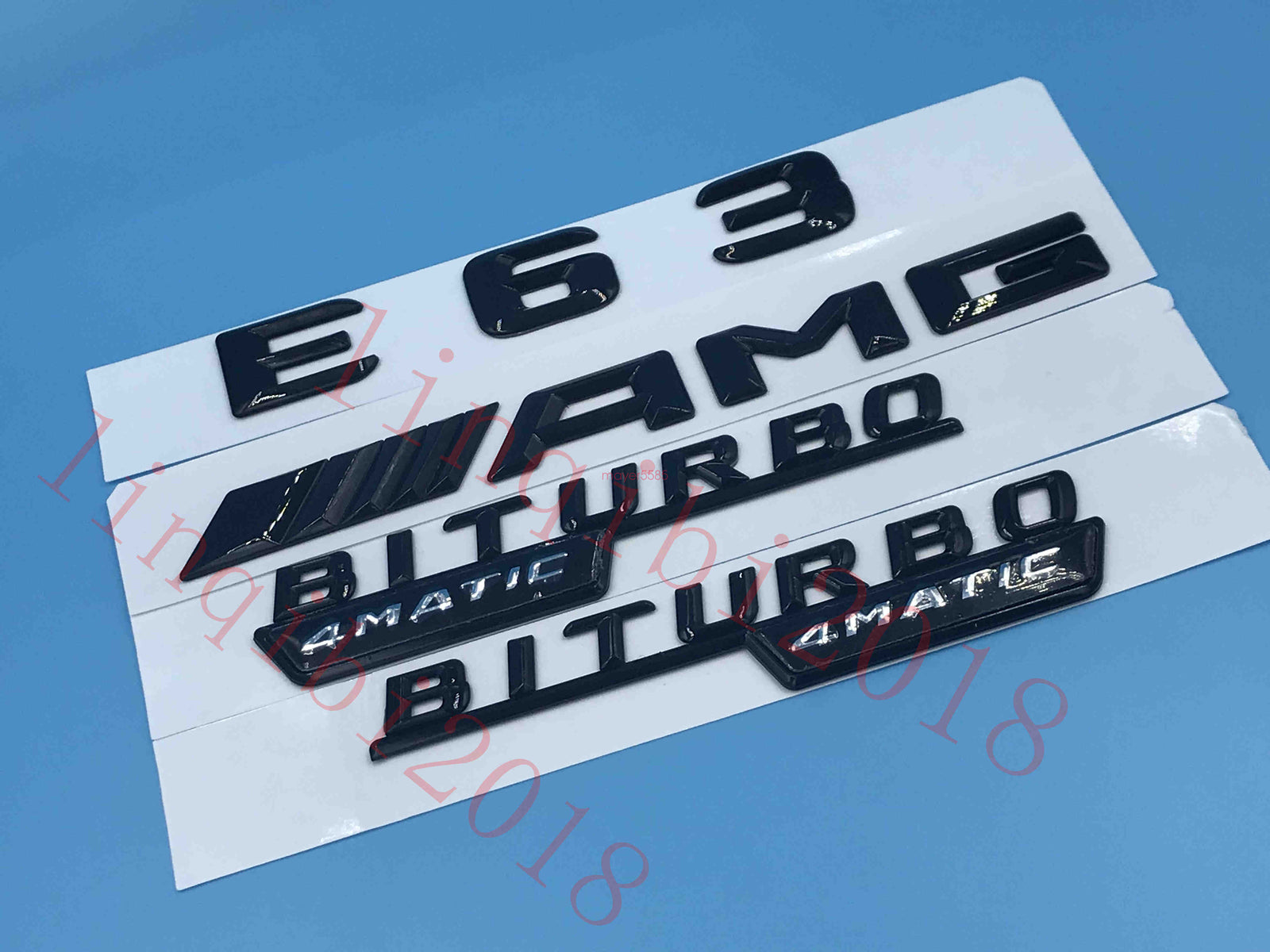 Gloss Black 3D "E63 AMG BITURBO 4 MATIC" Number Emblem Sticker for Mercedes-Benz