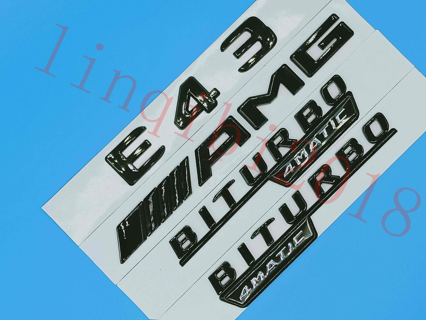 Gloss Black Flat " E43 AMG BITURBO " Trunk Embl Badge Sticker for Mercedes Benz