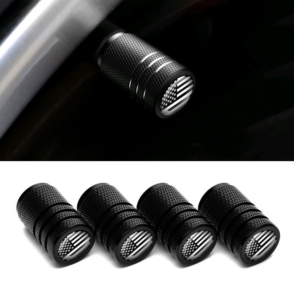 4pcs American Flag Tire Valve Caps Wheel Stem Air Valve Caps Accessories Tire Air Cap