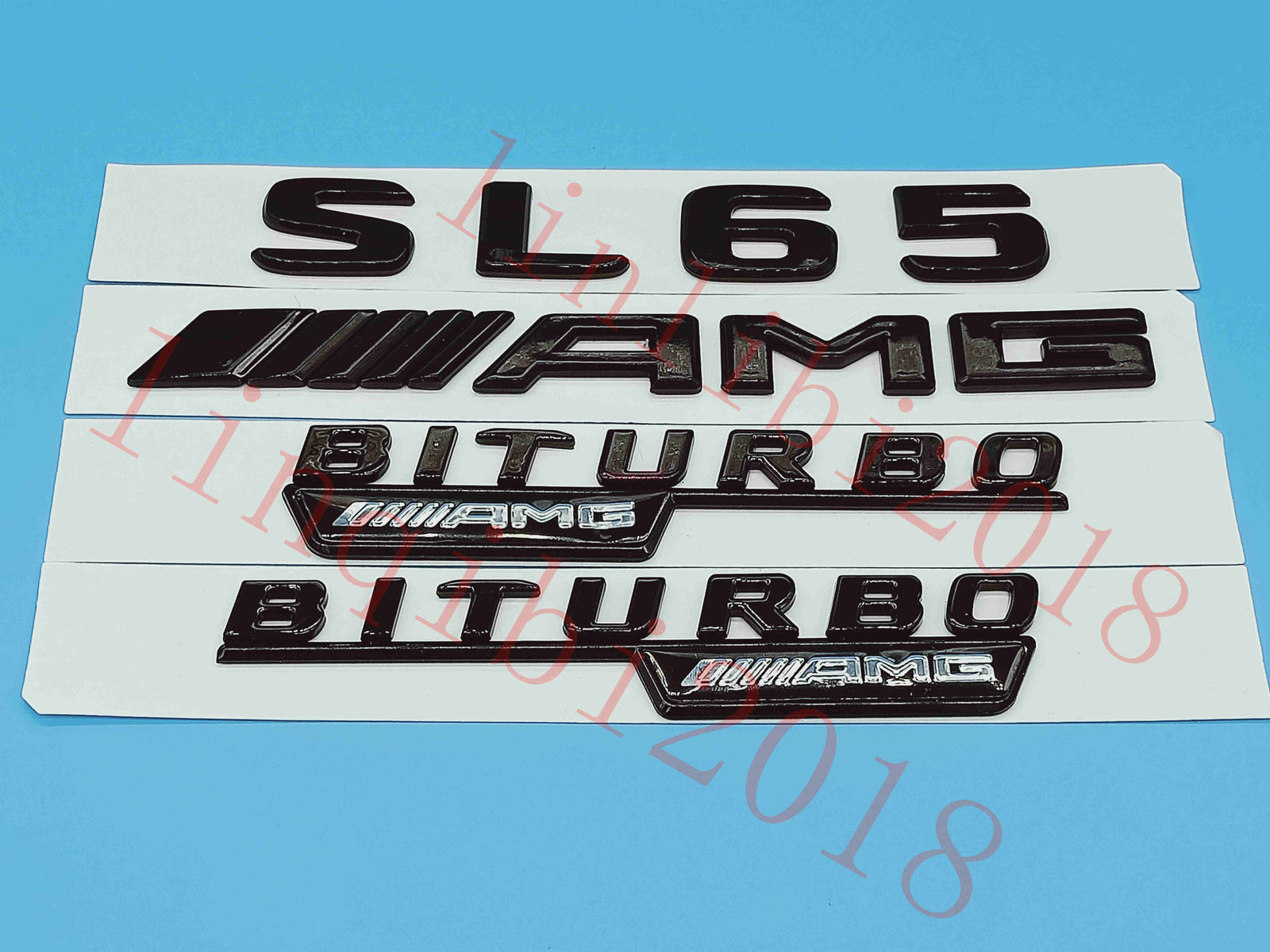 Flat Gloss Black " SL65 AMG BITURBO" Emblem Badge Sticker for Mercedes Benz SL65