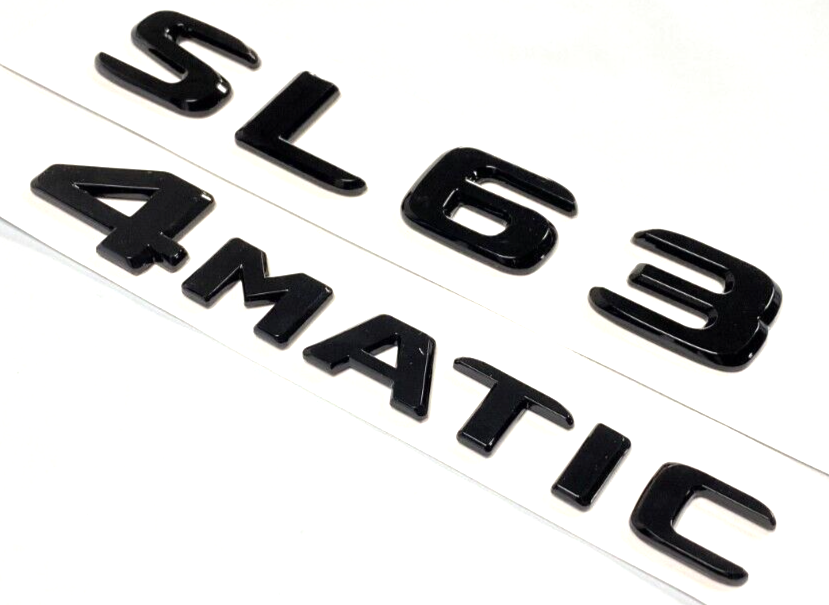 2X BLACK SL63+4MATIC FOR MERCEDES REAR TRUNK EMBLEM BADGE NAMEPLATE DECAL NUMBER