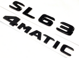 2X BLACK SL63+4MATIC FOR MERCEDES REAR TRUNK EMBLEM BADGE NAMEPLATE DECAL NUMBER