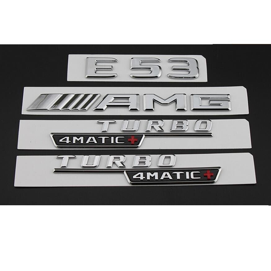Chrome Trunk Letters Emblems for Mercedes Benz E53 AMG TURBO 4MATIC+ Symbols