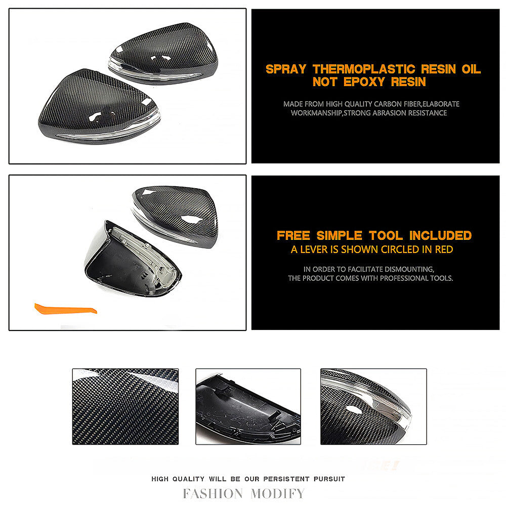 3D Real Carbon Fiber Side Mirror Cover Replace For AMG Sport W205 W213 W222 W253