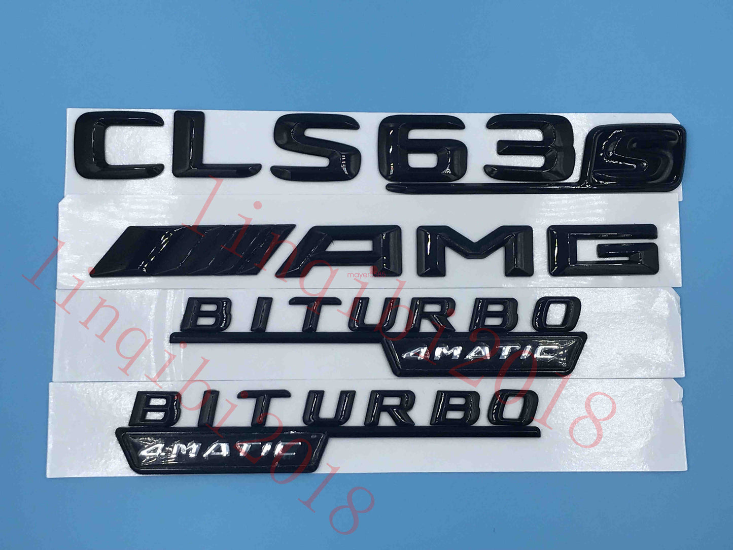 Gloss Black CLS63s AMG BITURBO 4 MATIC" Number Emblem Sticker for Mercedes-Benz