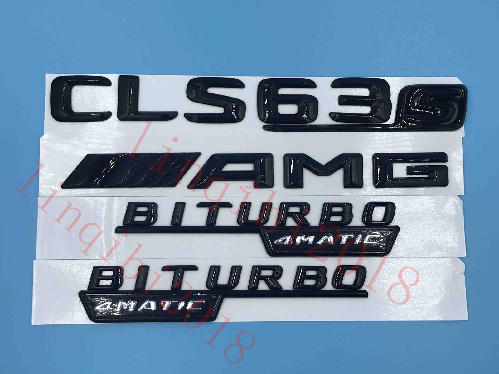 Gloss Black CLS63s AMG BITURBO 4 MATIC" Number Emblem Sticker for Mercedes-Benz
